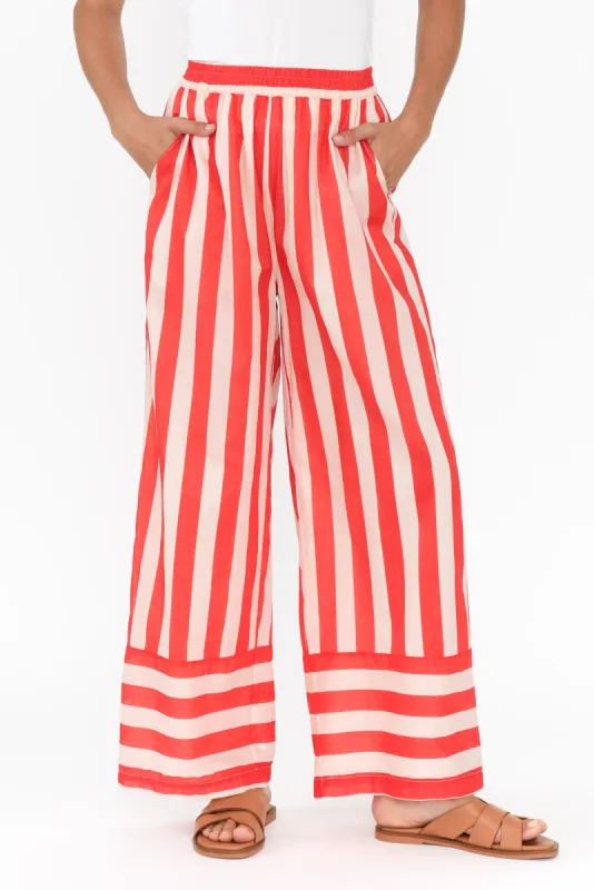 Mariah Red Stripe Cotton Pants sold by Blue Bungalow