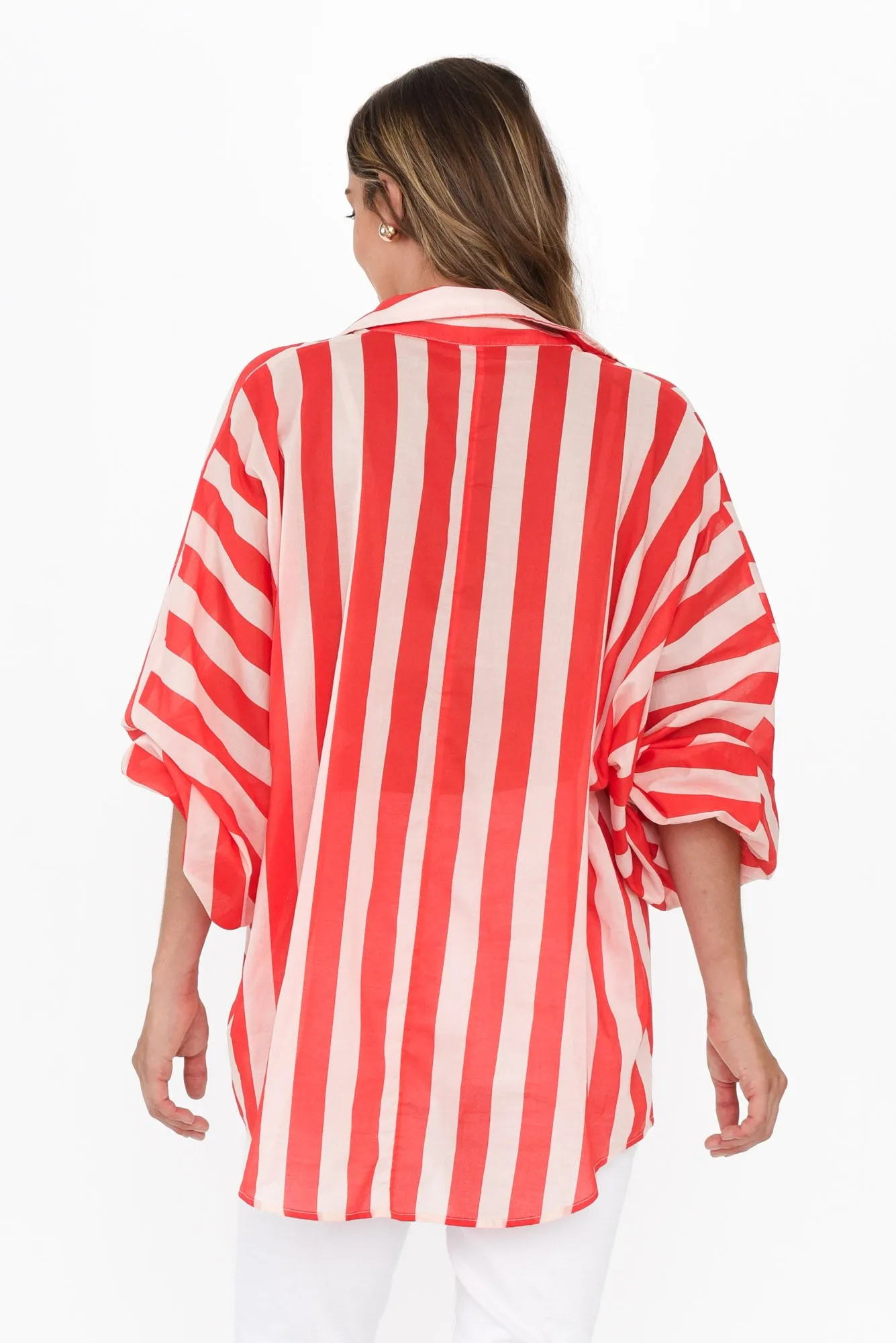 Cliffside Red Stripe Cotton Shirt sold by Blue Bungalow product image thumbnail 4