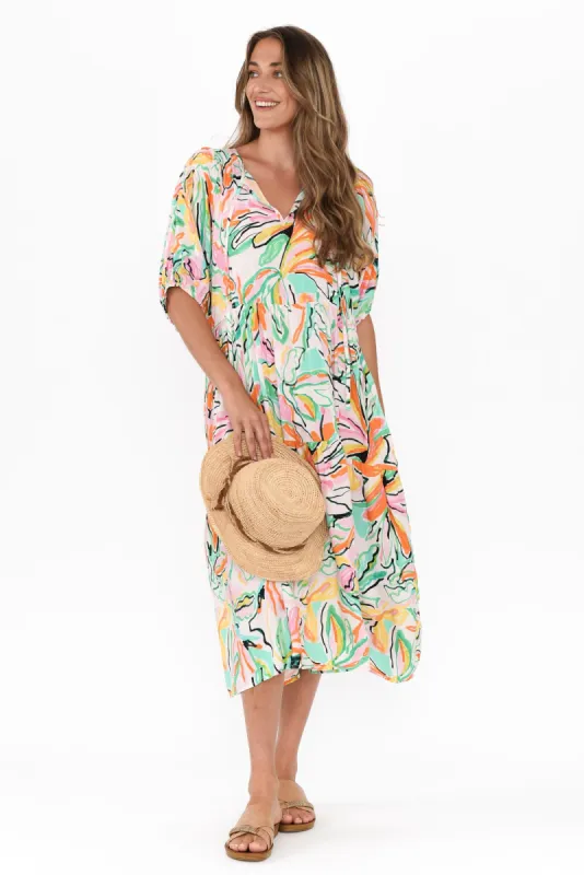 Rima Green Floral Midi Dress sold by Blue Bungalow