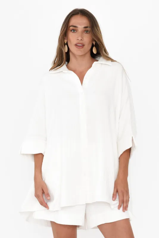 Calia White Cotton Cheesecloth Shirt sold by Blue Bungalow
