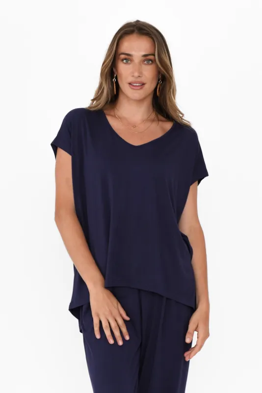 Jenner Navy V Neck Tee sold by Blue Bungalow