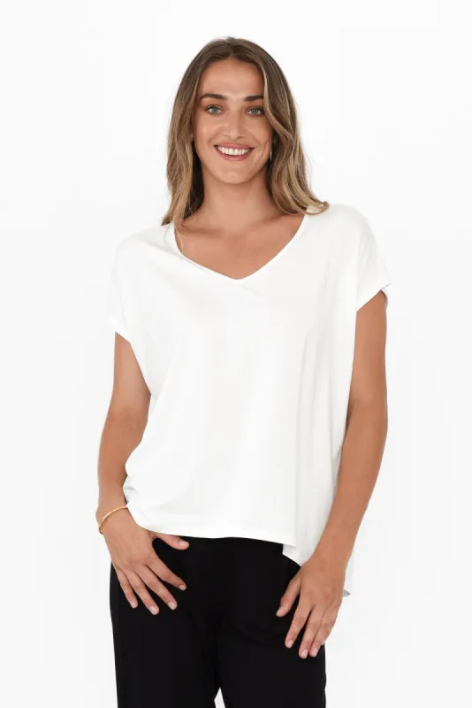 Jenner White V Neck Tee sold by Blue Bungalow