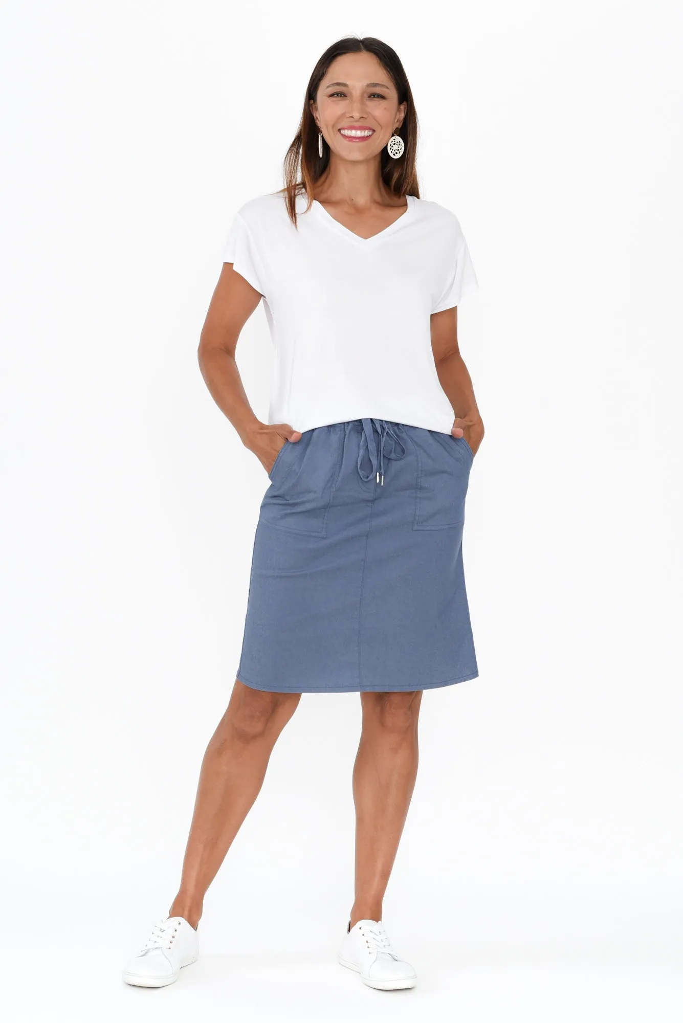 Abigail Blue Drawstring Skirt sold by Blue Bungalow product image thumbnail 2