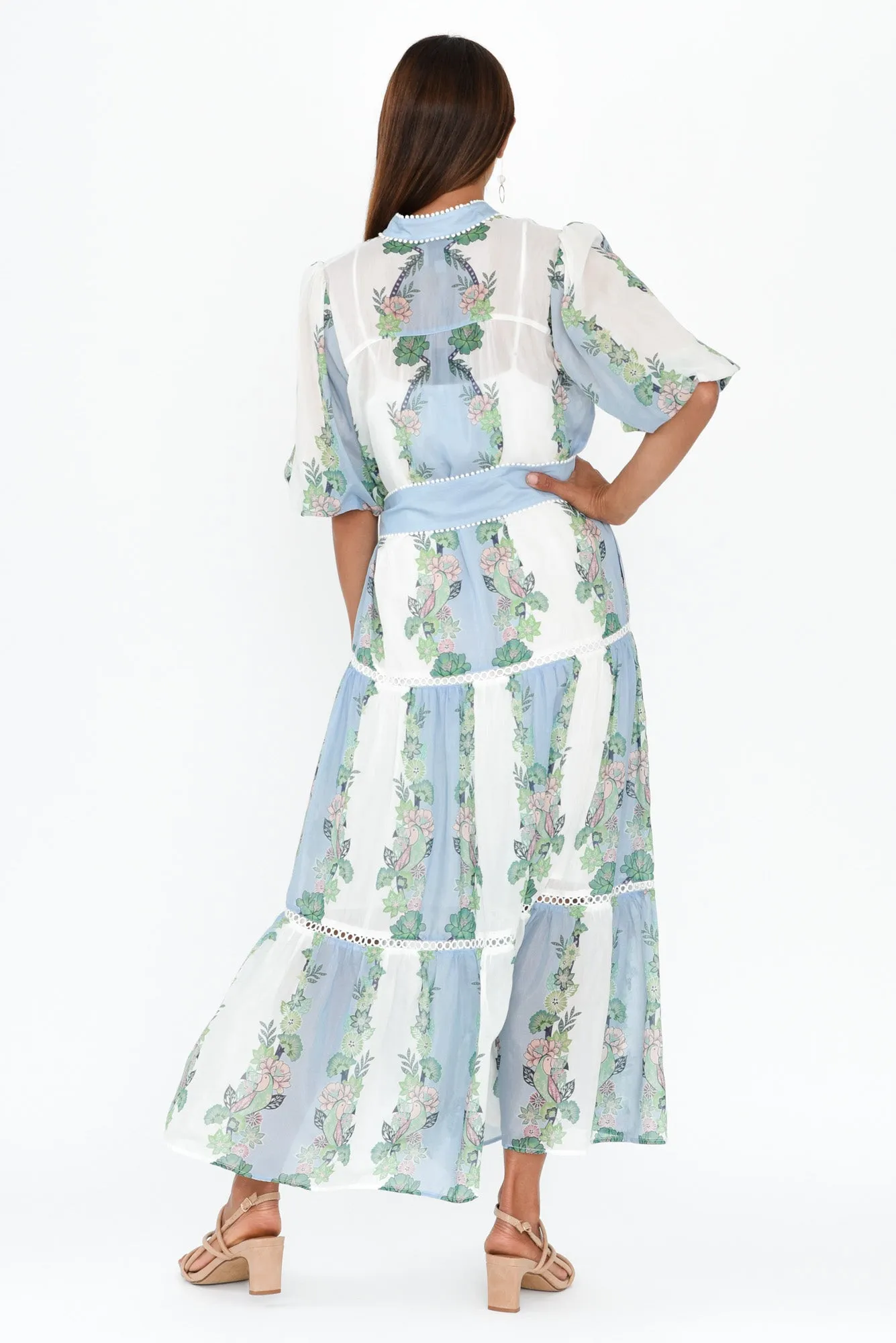 Kaylani Blue Paradise Cotton Silk Dress sold by Blue Bungalow product image thumbnail 4