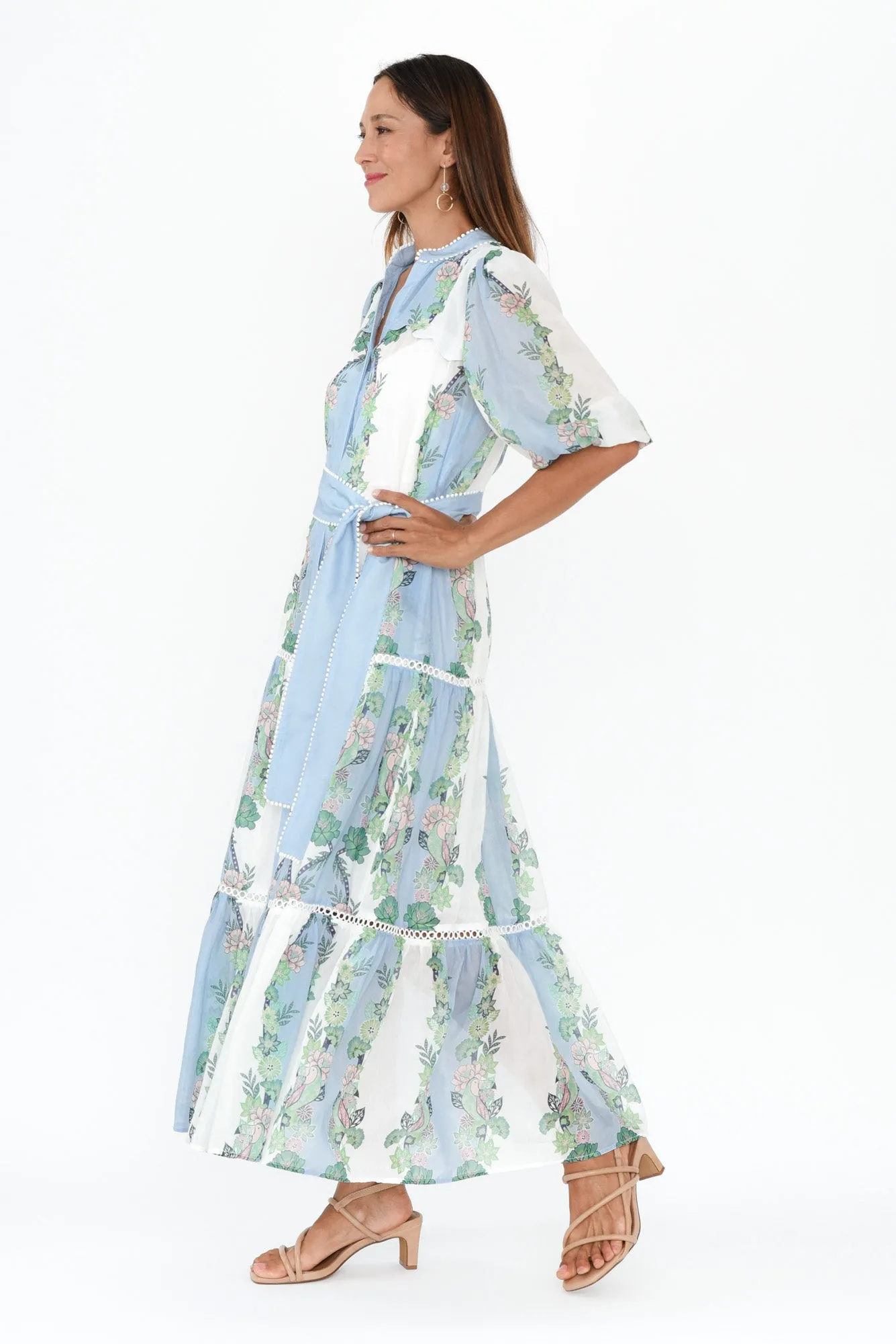 Kaylani Blue Paradise Cotton Silk Dress sold by Blue Bungalow product image thumbnail 3