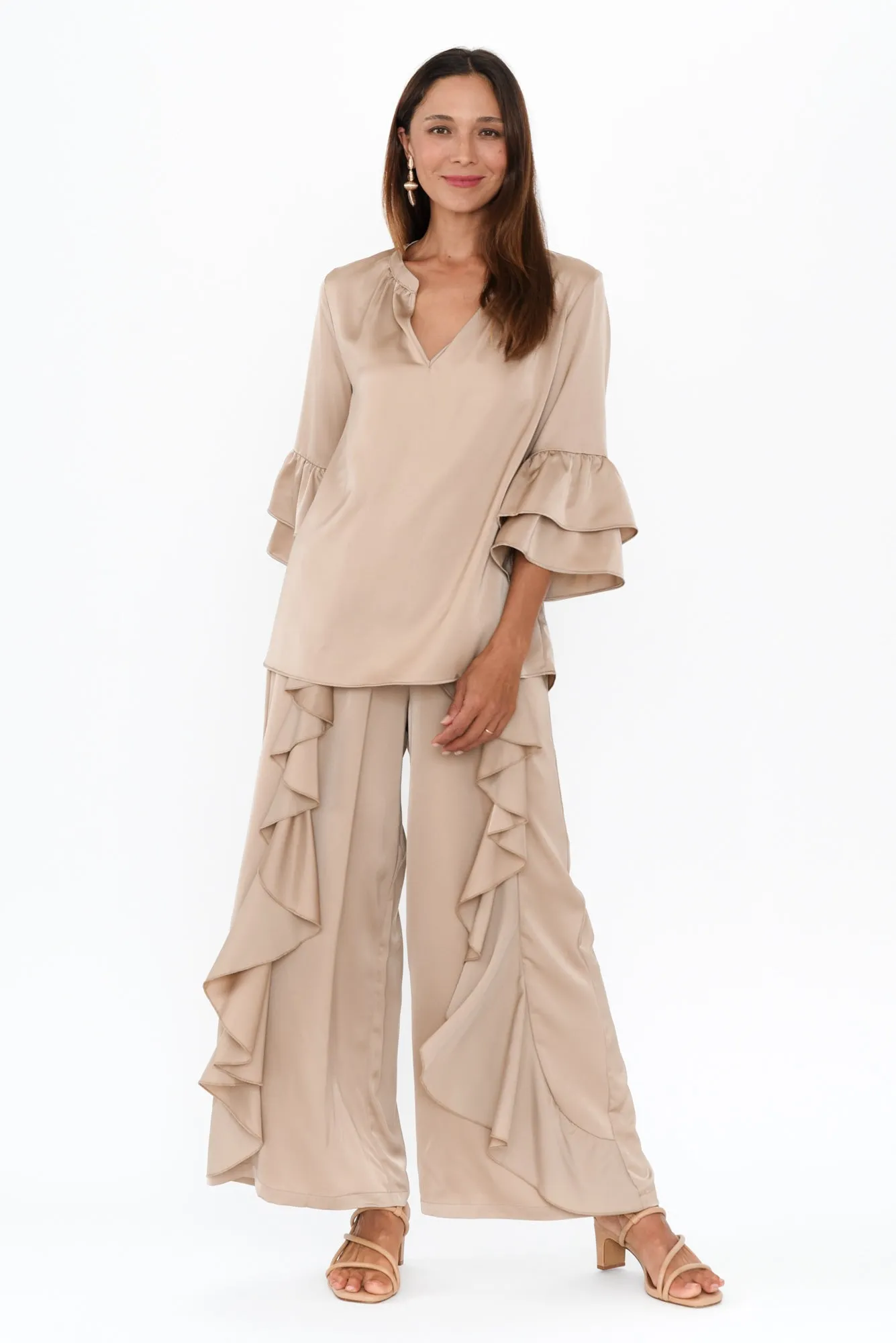 Dancer Taupe Ruffle Pant sold by Blue Bungalow product image thumbnail 2