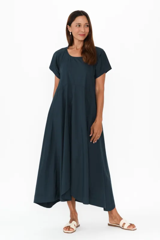 Harlyn Navy Cotton Tulip Dress sold by Blue Bungalow