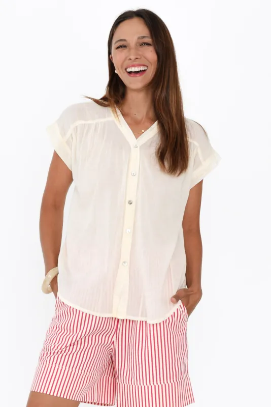 Nevada White Cotton Button Top sold by Blue Bungalow
