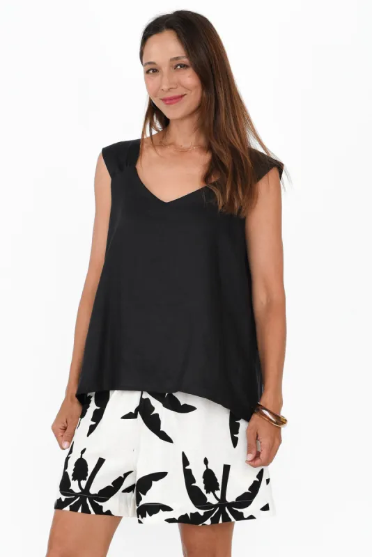 Glide Black Linen V Neck Tank sold by Blue Bungalow