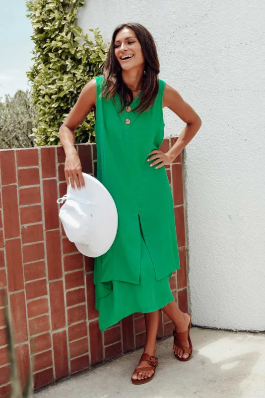 Gutha Green Cotton Blend Layer Dress sold by Blue Bungalow