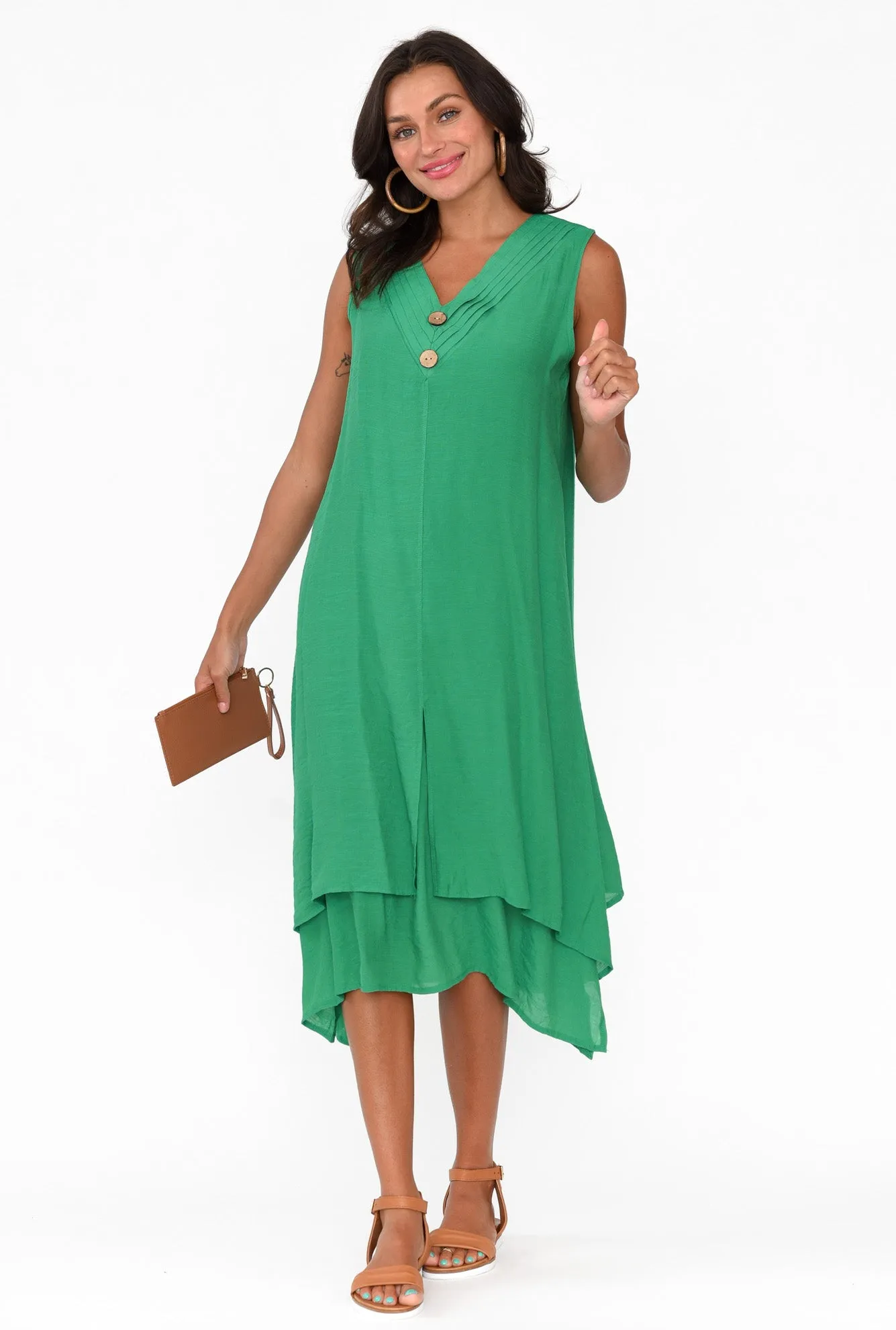 Gutha Green Cotton Blend Layer Dress sold by Blue Bungalow product image thumbnail 2