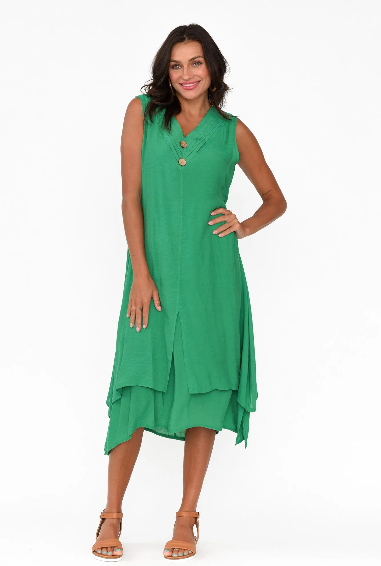 Gutha Green Cotton Blend Layer Dress sold by Blue Bungalow product image thumbnail 3