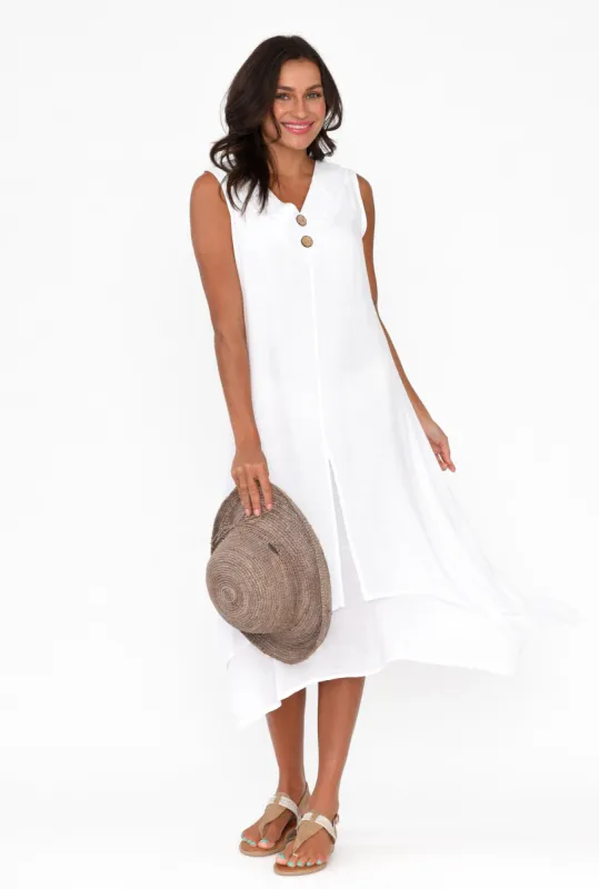 Gutha White Cotton Blend Layer Dress sold by Blue Bungalow