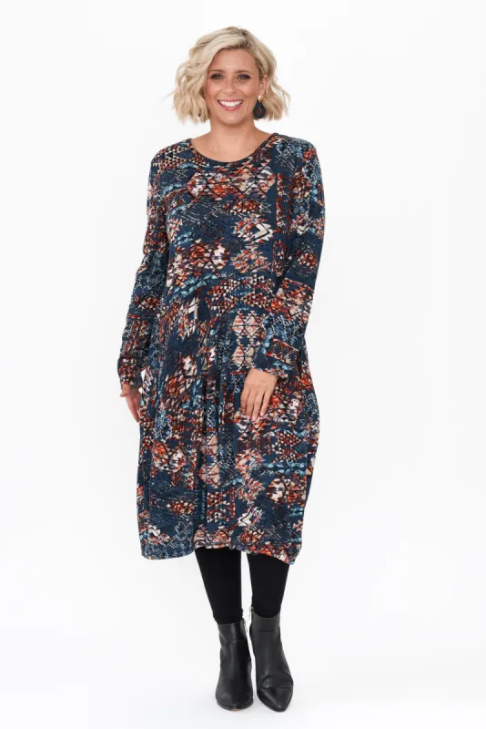 Adiyan Navy Aztec Pocket Dress sold by Blue Bungalow