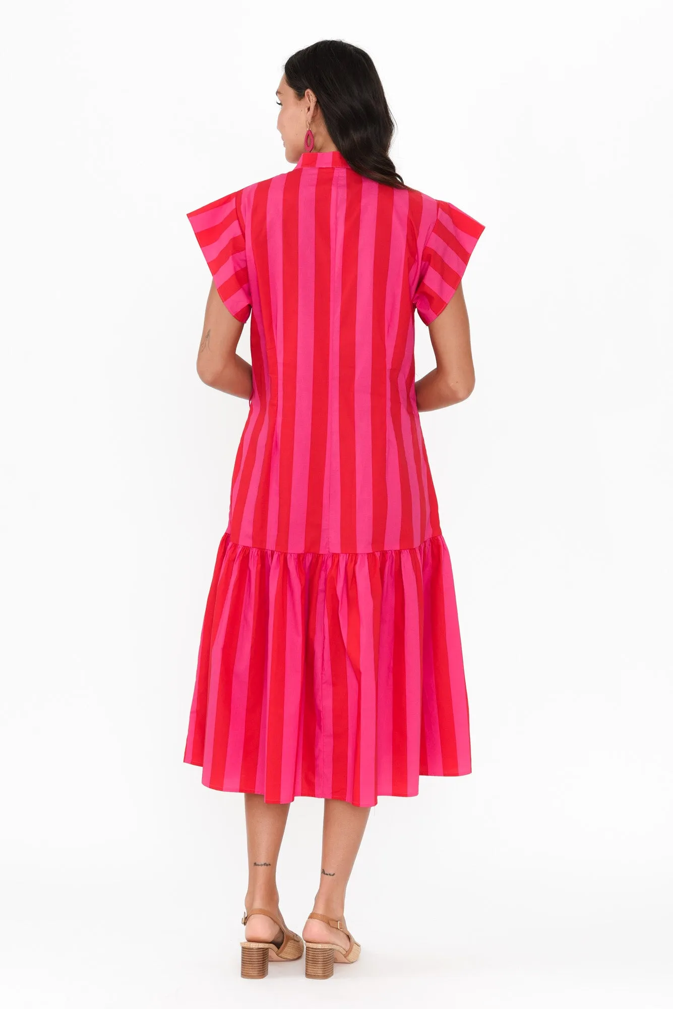 Mari Red Stripe Cotton Tie Dress sold by Blue Bungalow product image thumbnail 4
