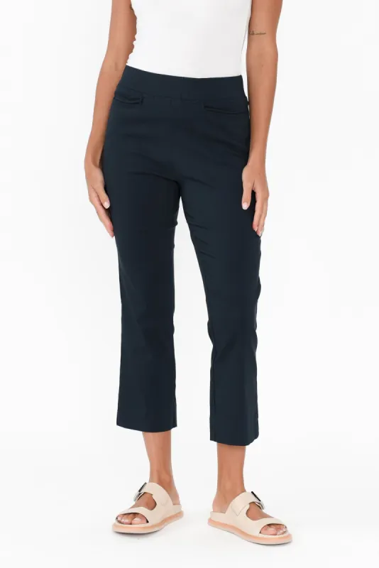 Paula Navy Stretch Cropped Pants sold by Blue Bungalow