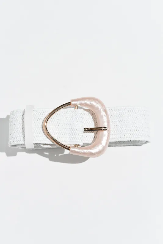 Define White Resin Buckle Woven Belt sold by Blue Bungalow
