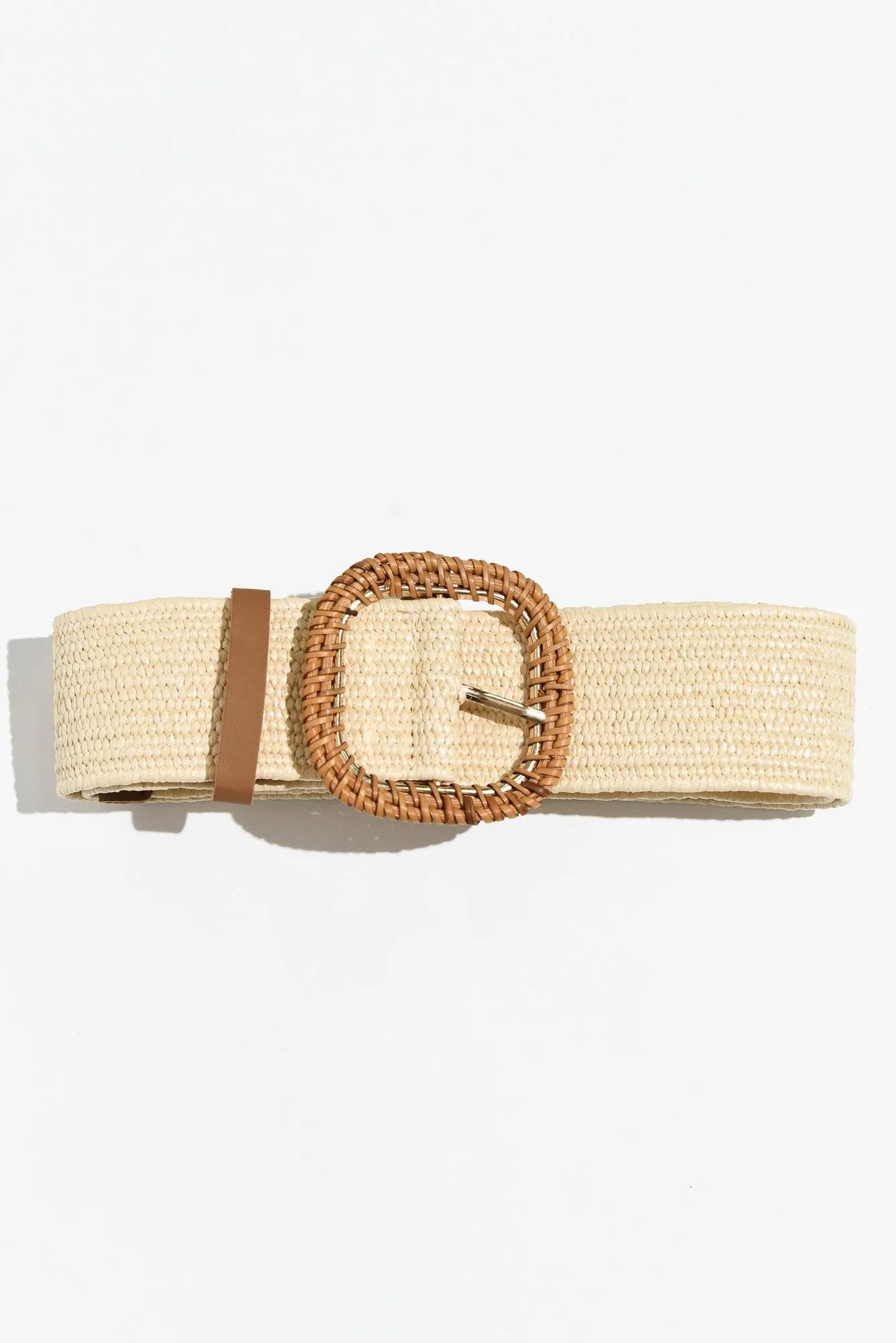 Jaipur Beige Rattan Buckle Woven Belt sold by Blue Bungalow