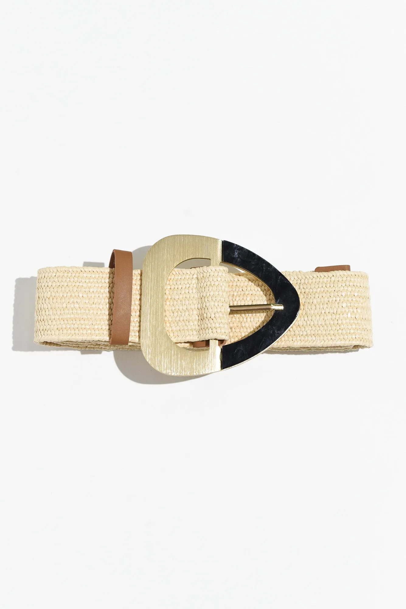 Corten Beige Contrast Buckle Woven Belt sold by Blue Bungalow