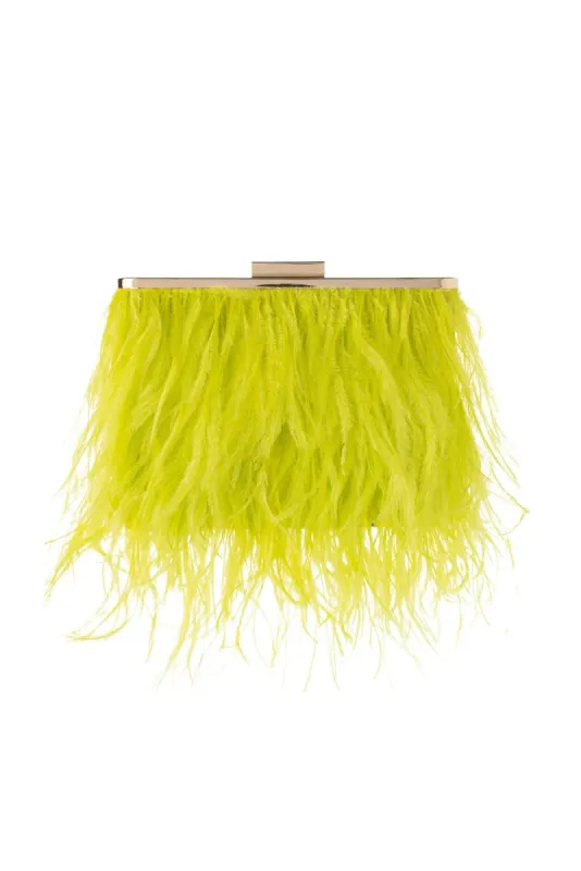 Estelle Yellow Feather Clutch sold by Blue Bungalow