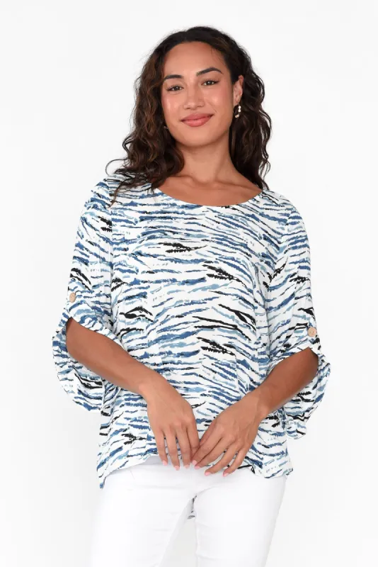 Raven Blue Abstract Hi Lo Top sold by Blue Bungalow