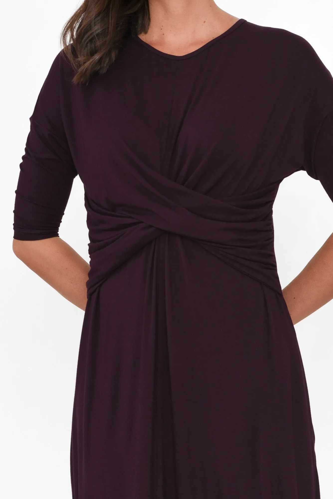 Assa Plum Twist Bamboo Dress sold by Blue Bungalow product image thumbnail 5