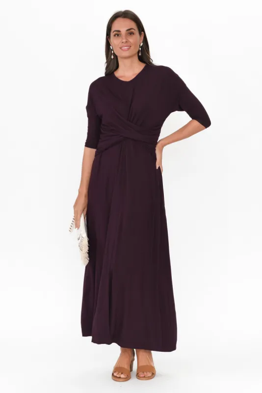 Assa Plum Twist Bamboo Dress sold by Blue Bungalow