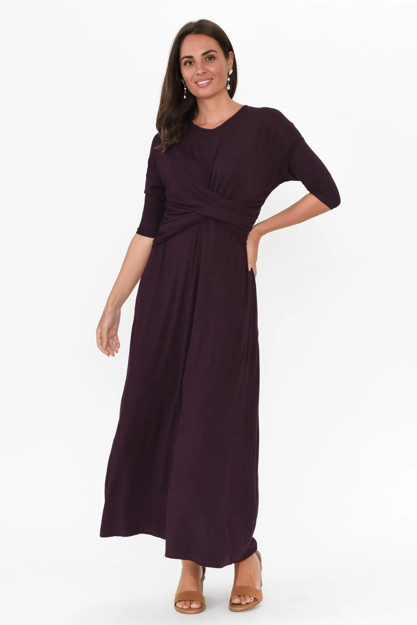 Assa Plum Twist Bamboo Dress sold by Blue Bungalow product image thumbnail 2