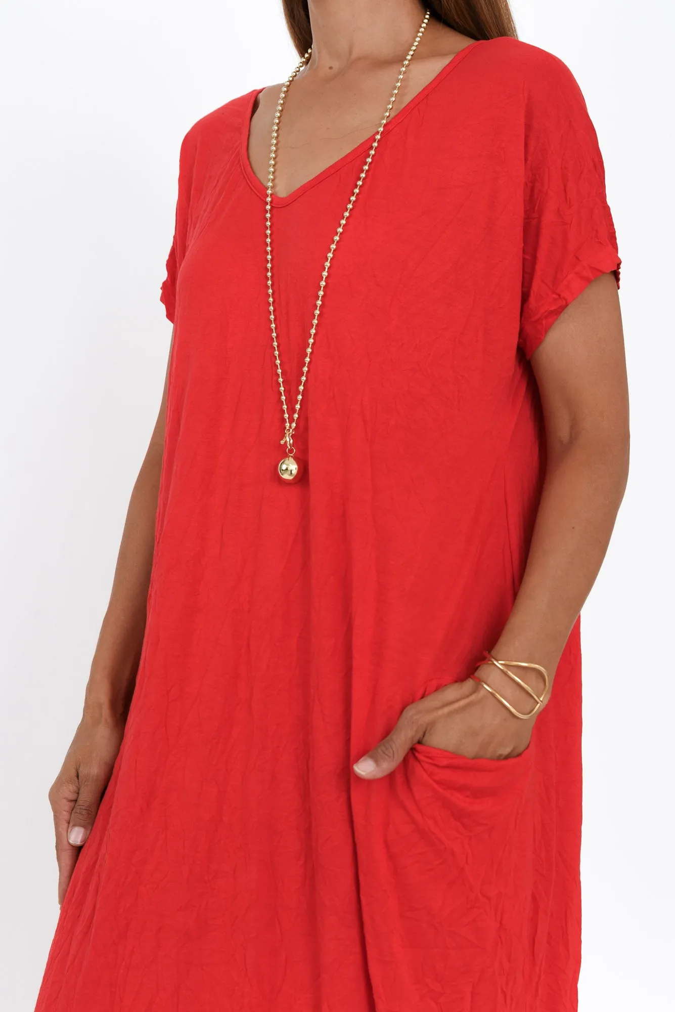 Travel Red Crinkle Cotton Maxi Dress sold by Blue Bungalow product image thumbnail 5
