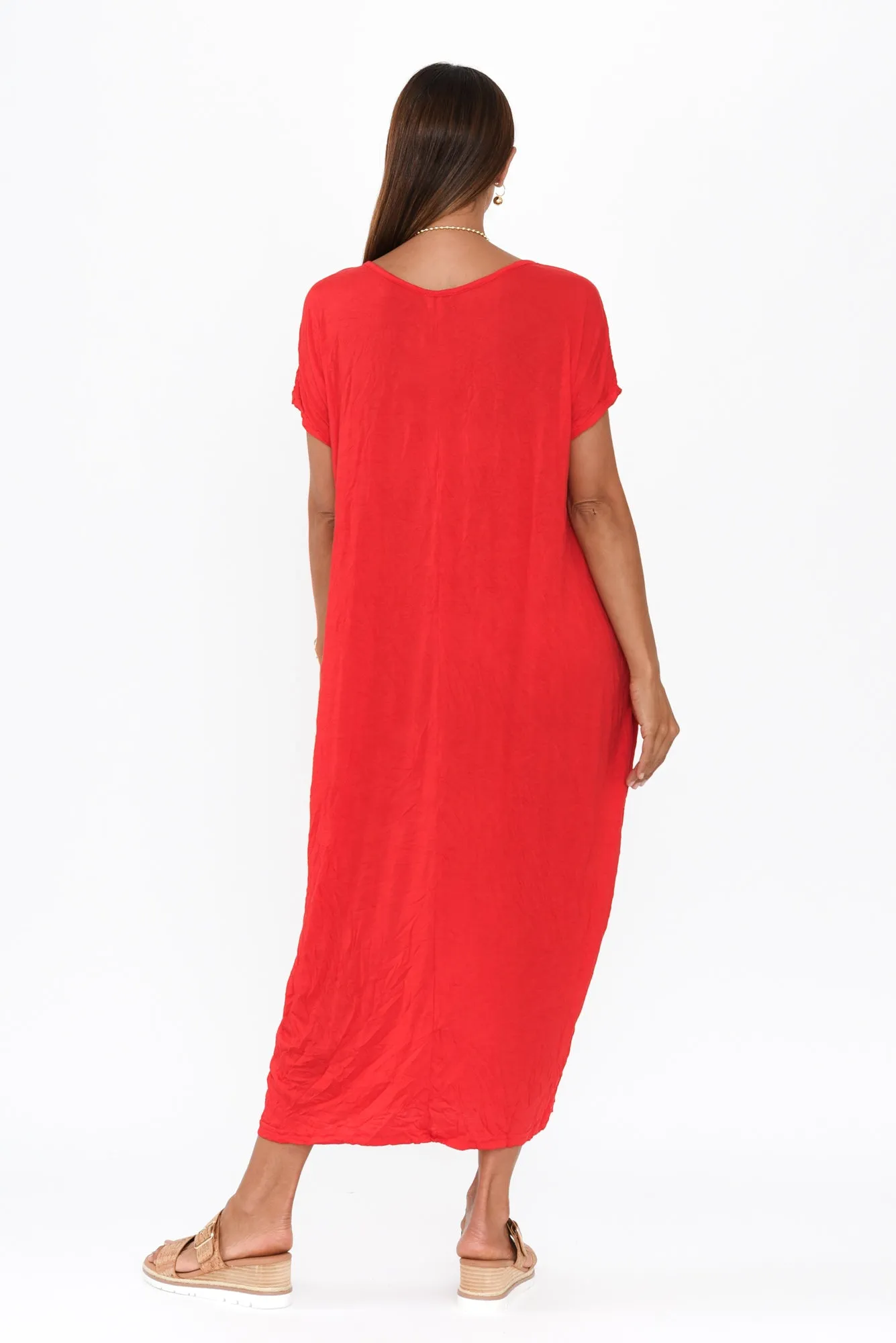 Travel Red Crinkle Cotton Maxi Dress sold by Blue Bungalow product image thumbnail 4