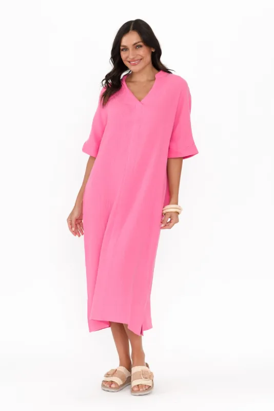 Juniper Pink Cotton Cheesecloth Dress sold by Blue Bungalow