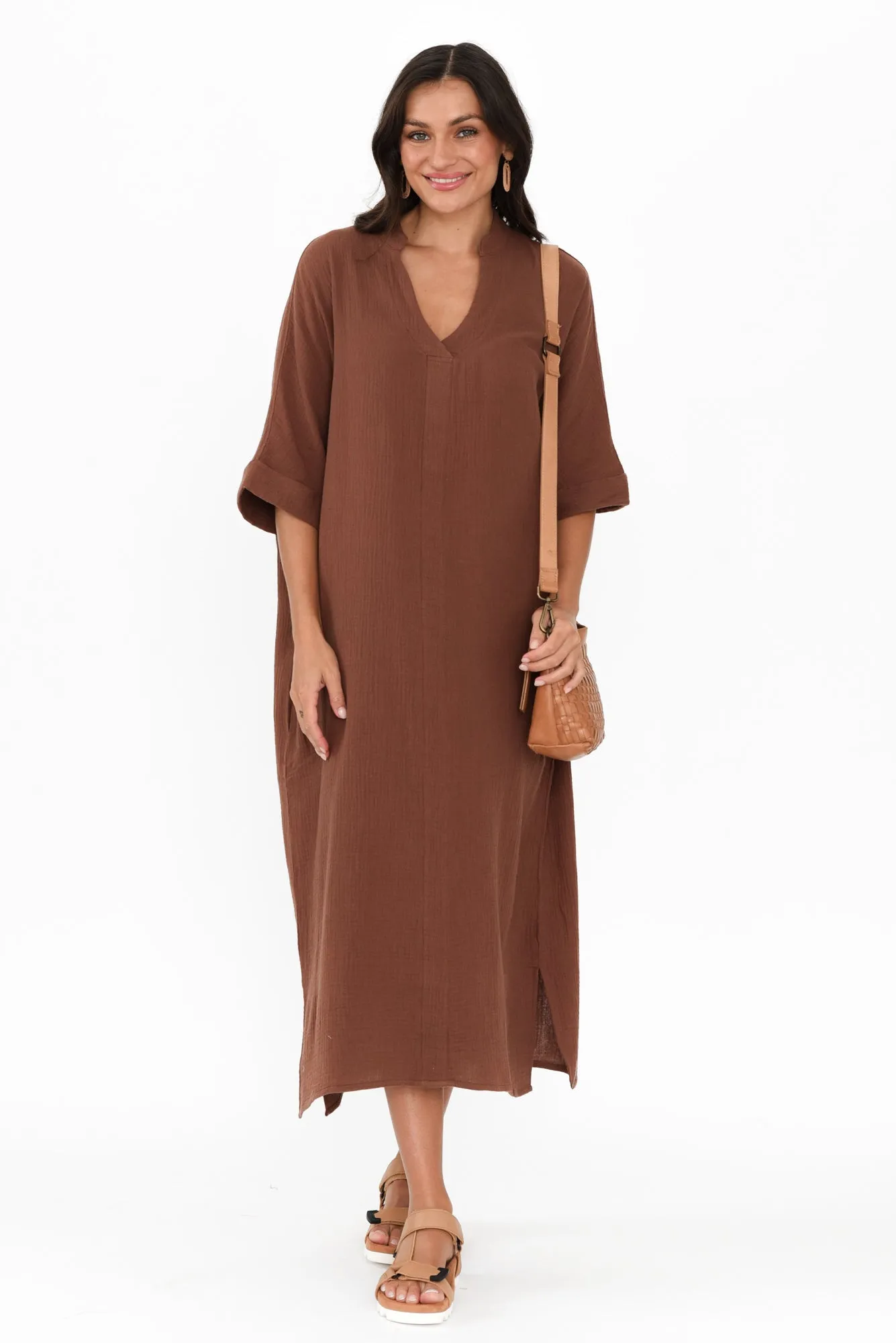 Juniper Mocha Cotton Cheesecloth Dress sold by Blue Bungalow