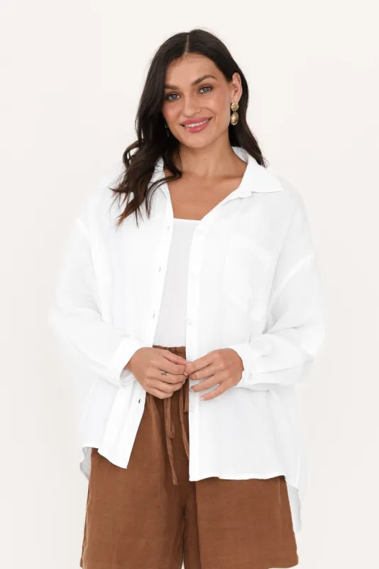 Natalia White Cotton Cheesecloth Shirt sold by Blue Bungalow
