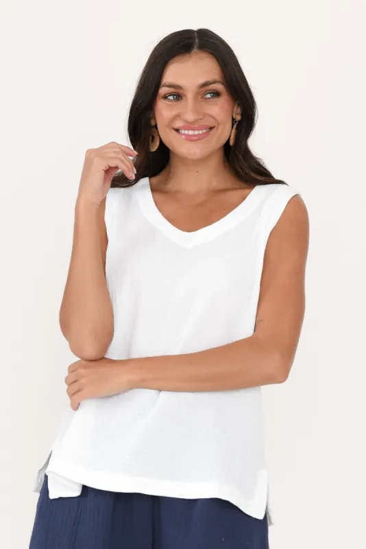 Reuben White Cotton Cheesecloth Tank sold by Blue Bungalow