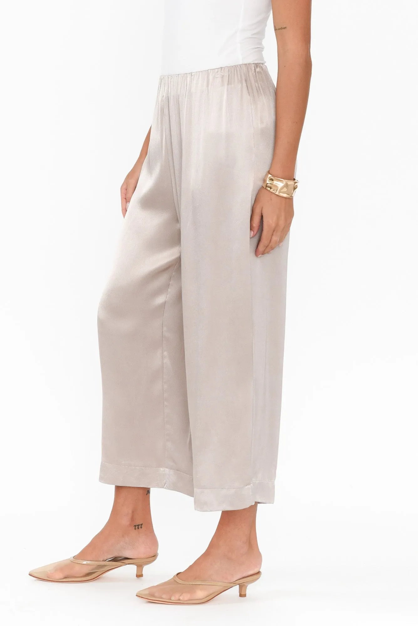 Athens Champagne Satin Pants sold by Blue Bungalow product image thumbnail 3