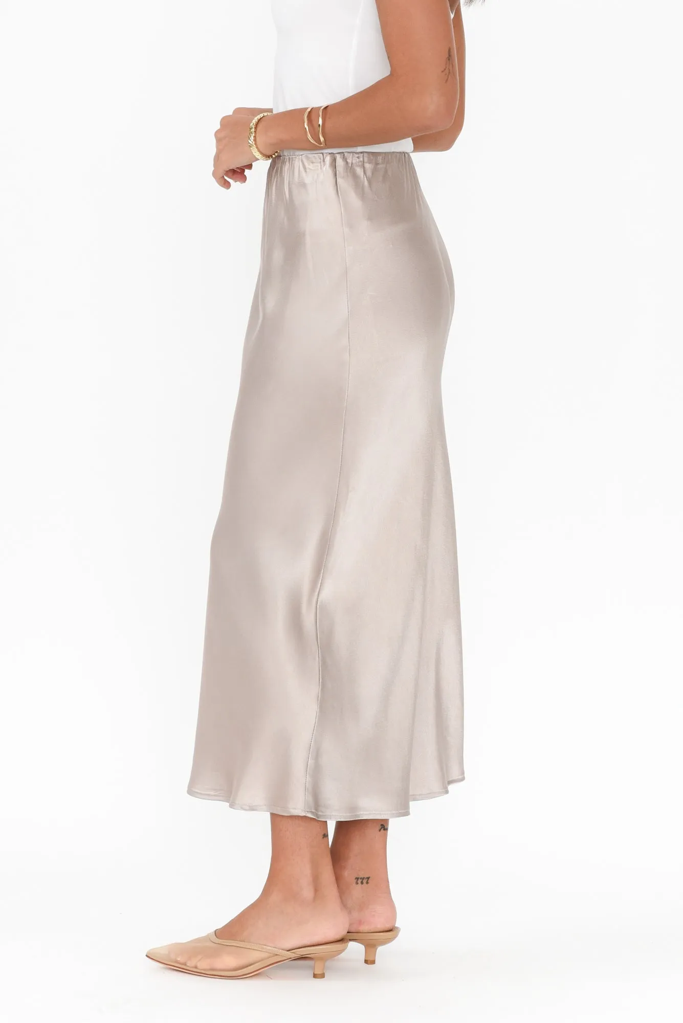 Minogue Champagne Satin Bias Skirt sold by Blue Bungalow product image thumbnail 3