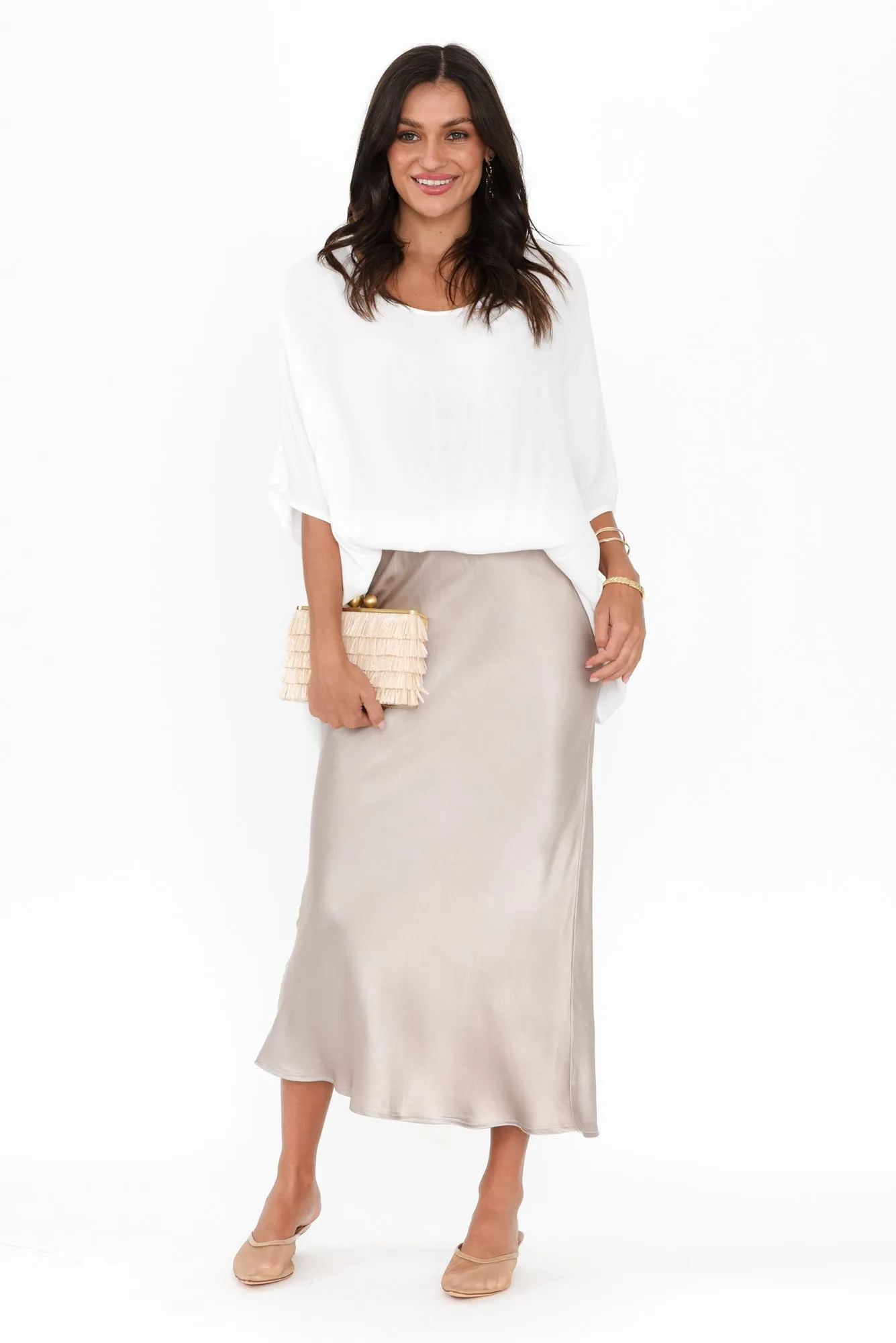 Minogue Champagne Satin Bias Skirt sold by Blue Bungalow product image thumbnail 2