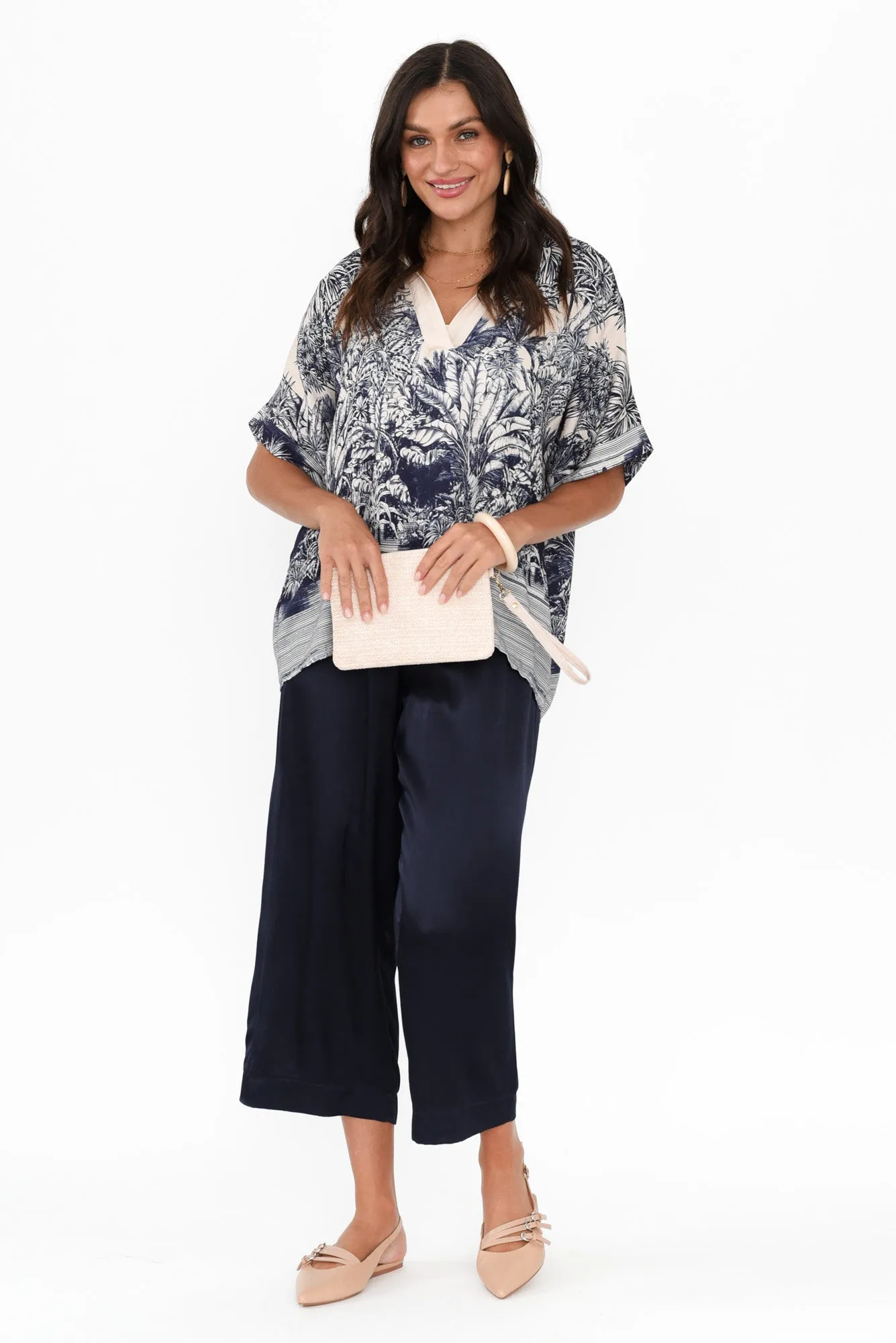 Athens Navy Satin Pants sold by Blue Bungalow product image thumbnail 2
