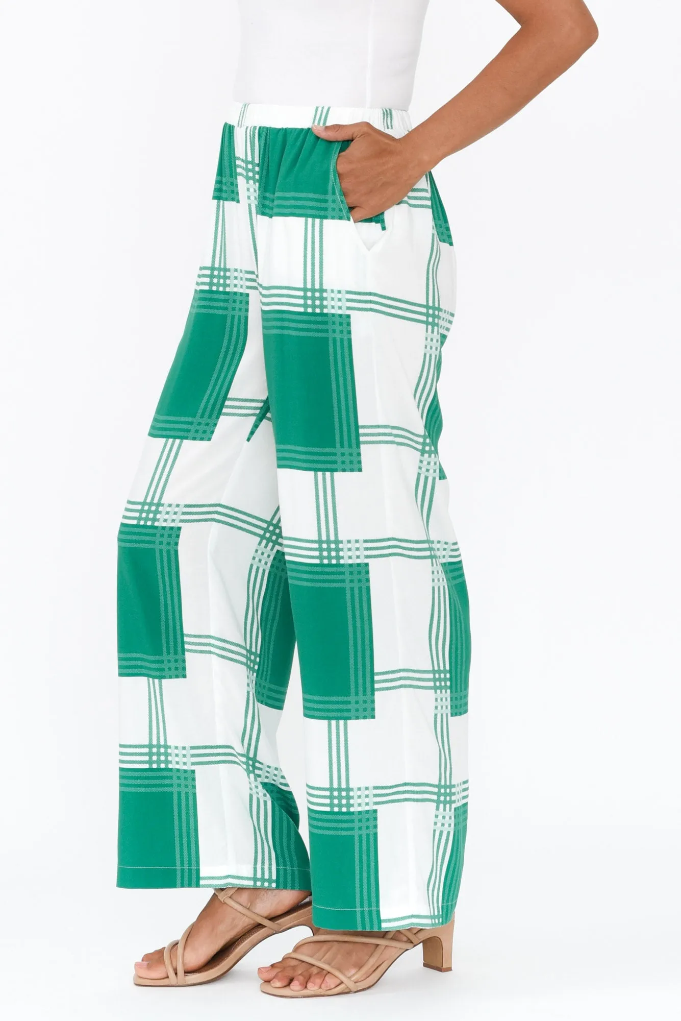 Ola Green Check Pants sold by Blue Bungalow product image thumbnail 3