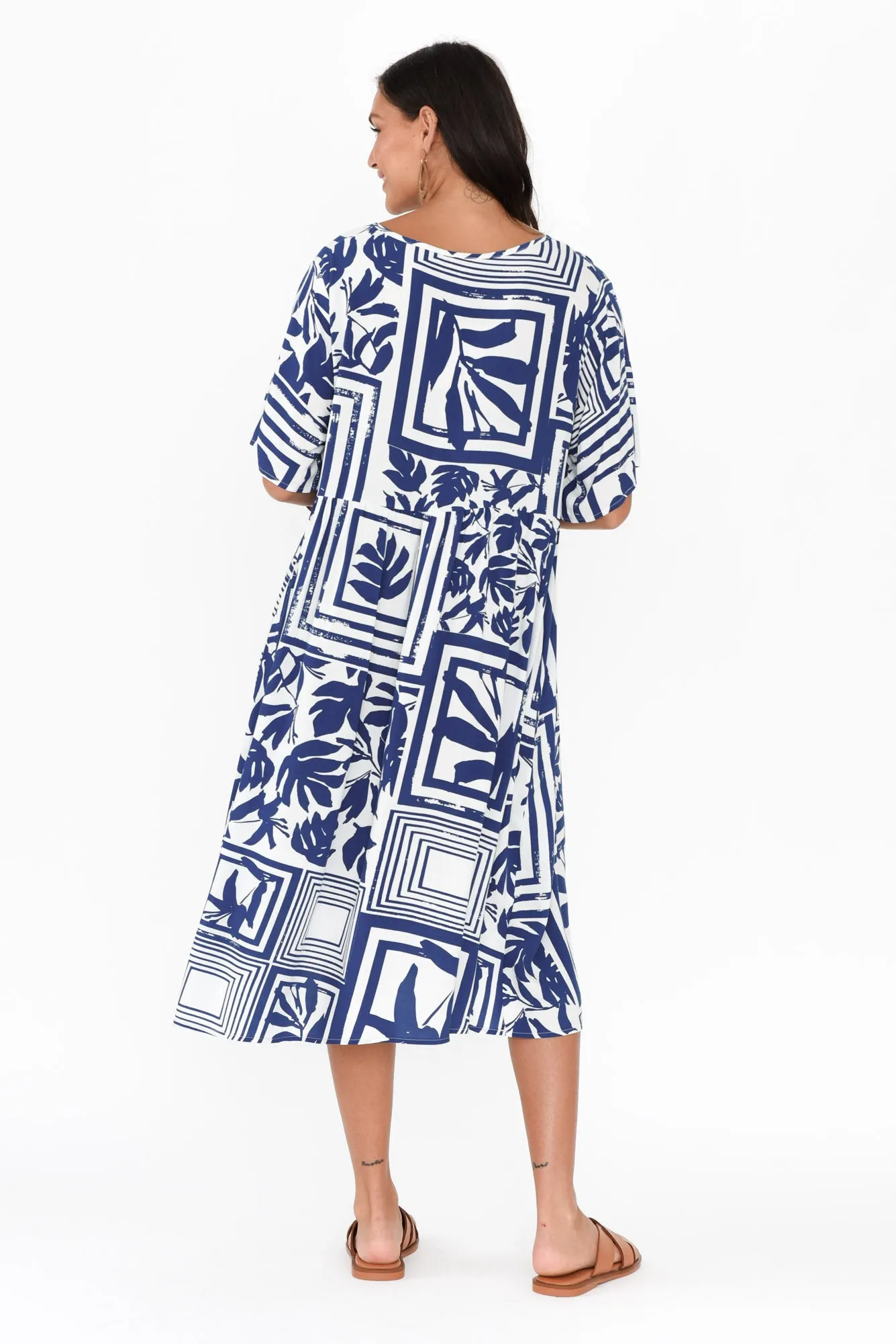 Sharlene Blue Tile Midi Dress sold by Blue Bungalow product image thumbnail 4