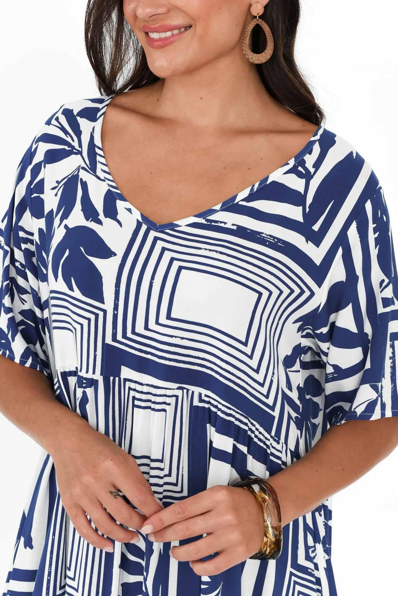 Sharlene Blue Tile Midi Dress sold by Blue Bungalow product image thumbnail 5