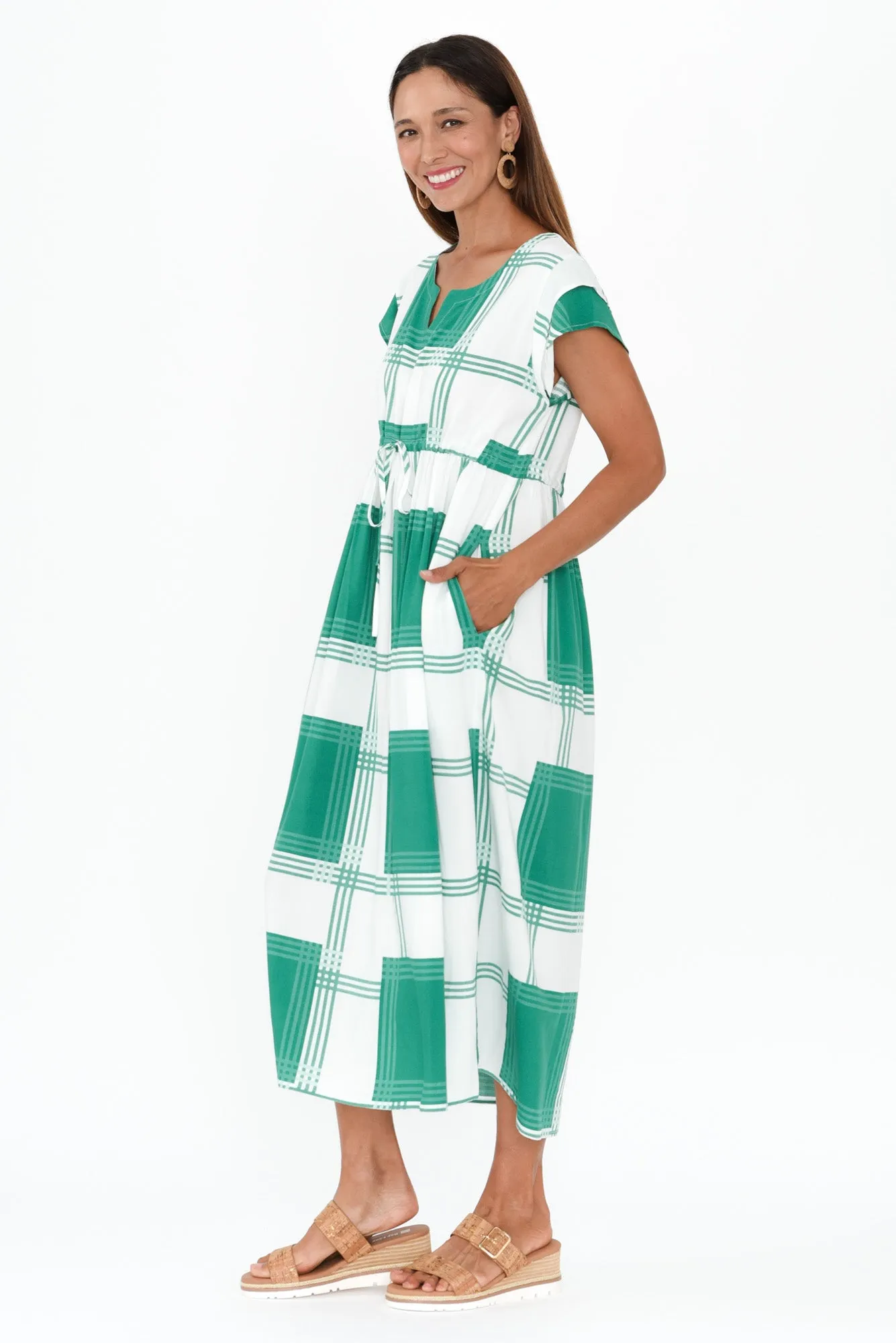 Suzette Green Check Midi Dress sold by Blue Bungalow product image thumbnail 3