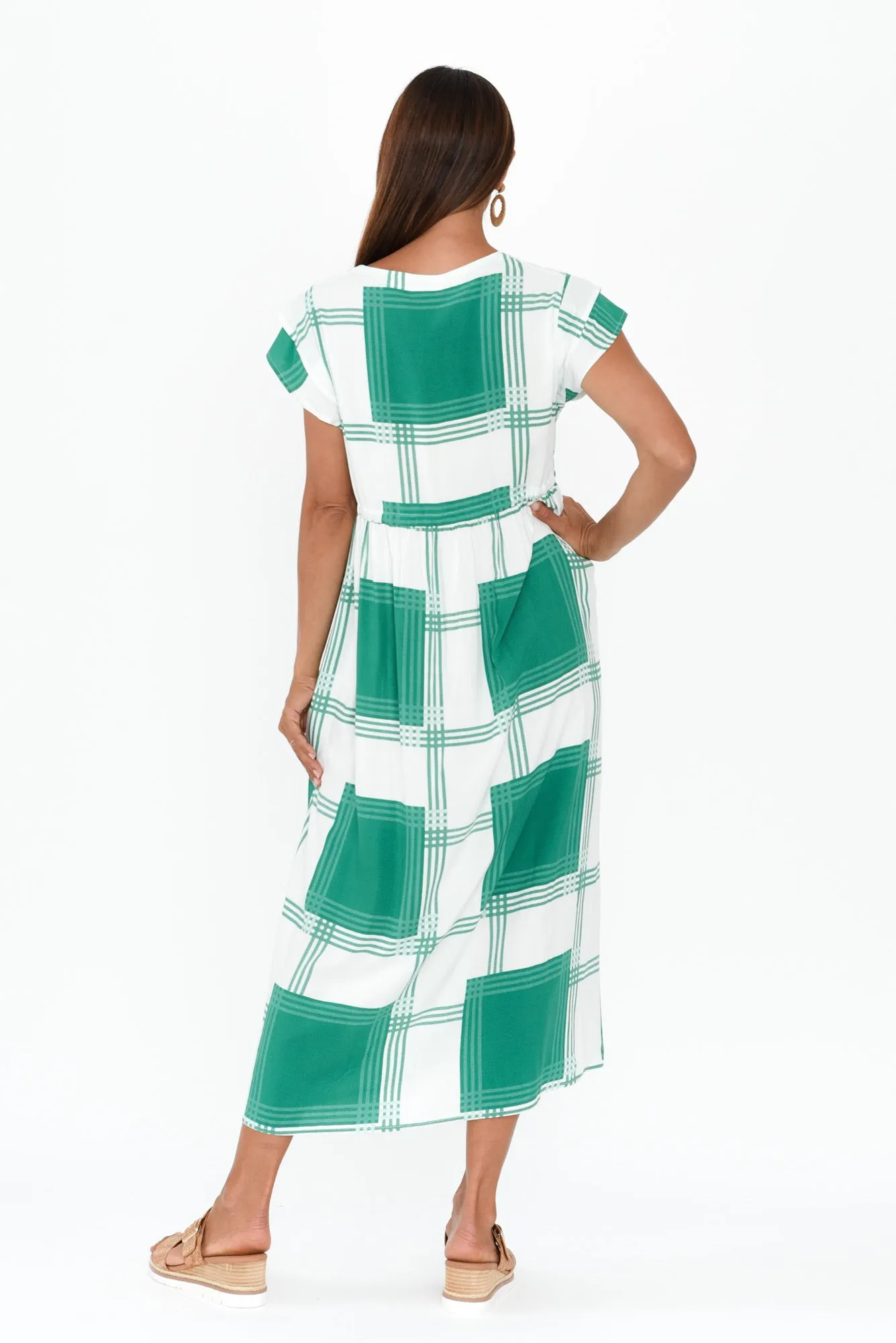 Suzette Green Check Midi Dress sold by Blue Bungalow product image thumbnail 4
