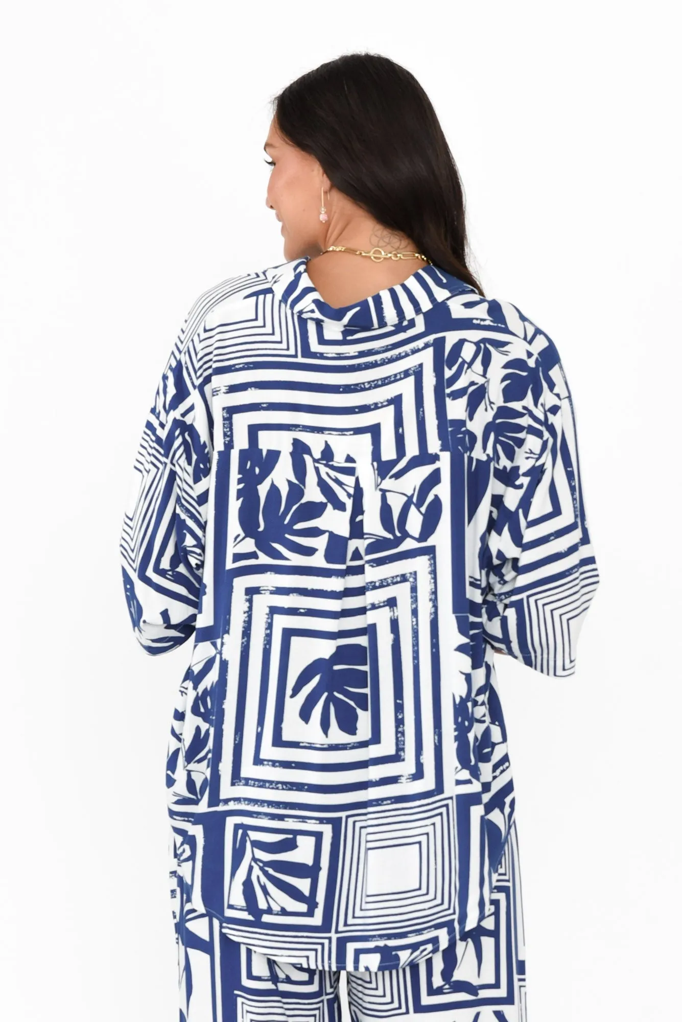 Lexie Blue Tile Shirt sold by Blue Bungalow product image thumbnail 4
