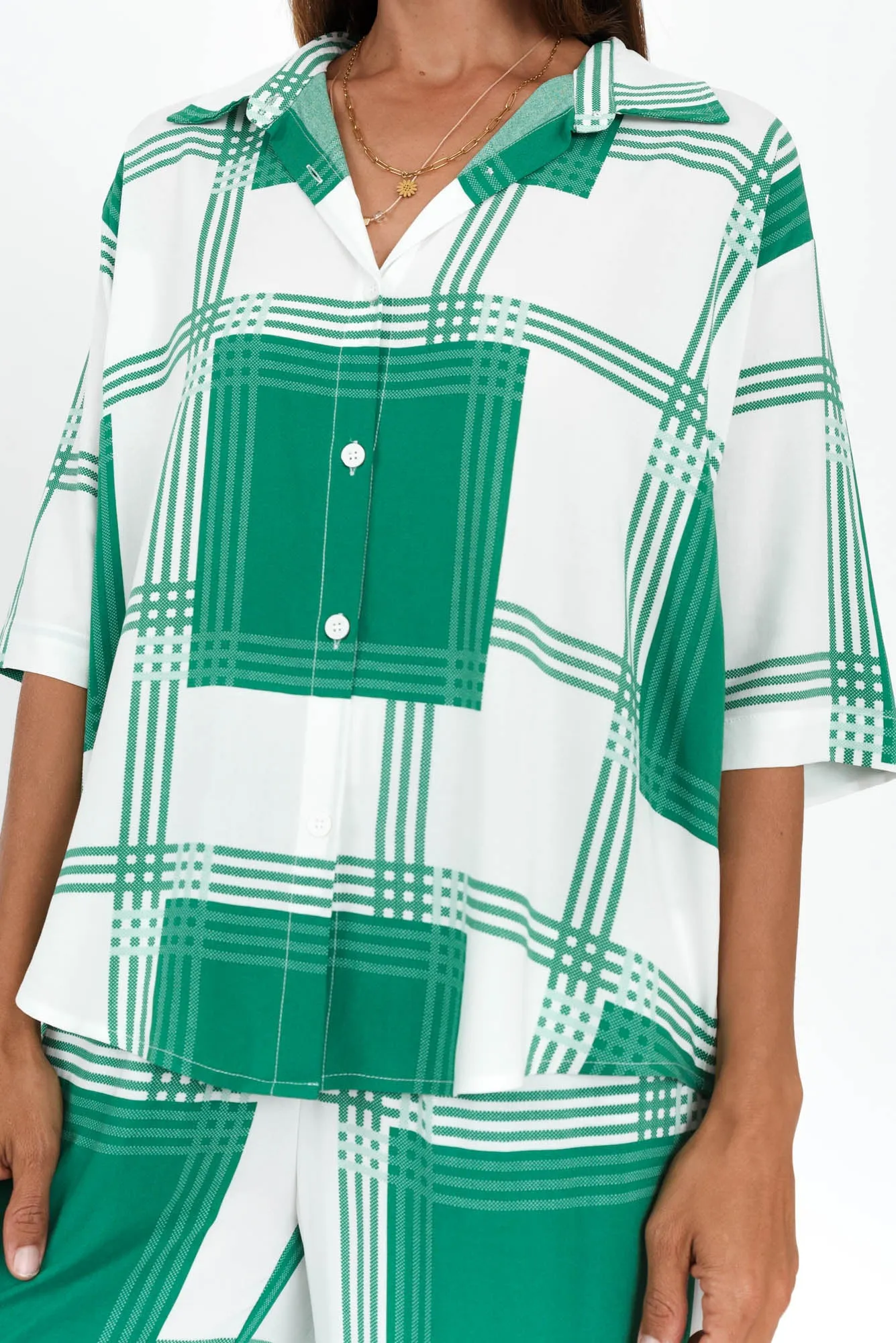 Lexie Green Check Shirt sold by Blue Bungalow product image thumbnail 5