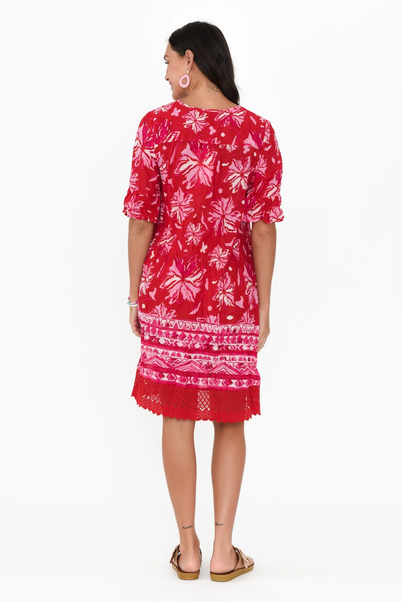 Cayman Red Floral Cotton Tunic Dress sold by Blue Bungalow product image thumbnail 4