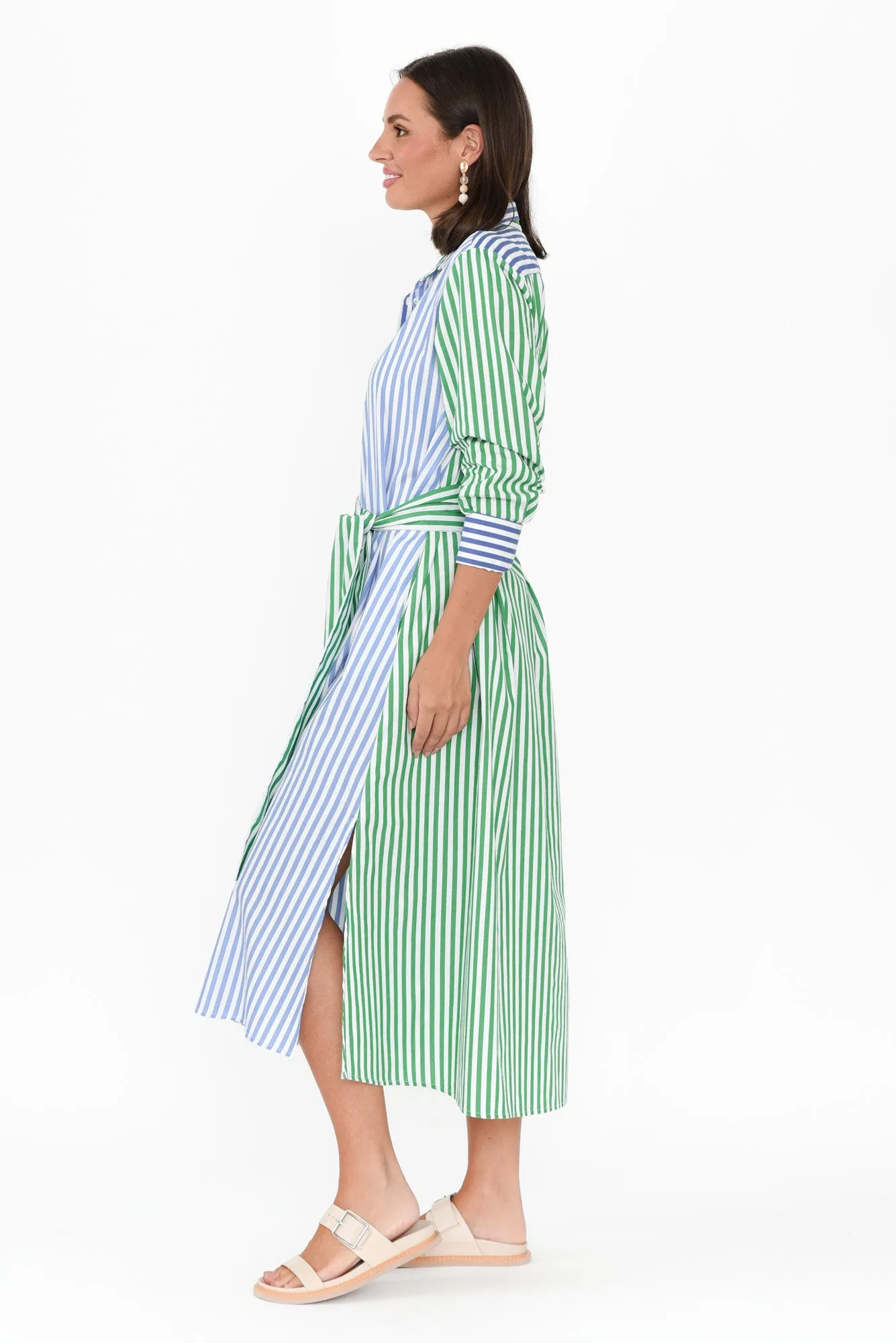 Luna Blue Stripe Cotton Shirt Dress sold by Blue Bungalow product image thumbnail 3