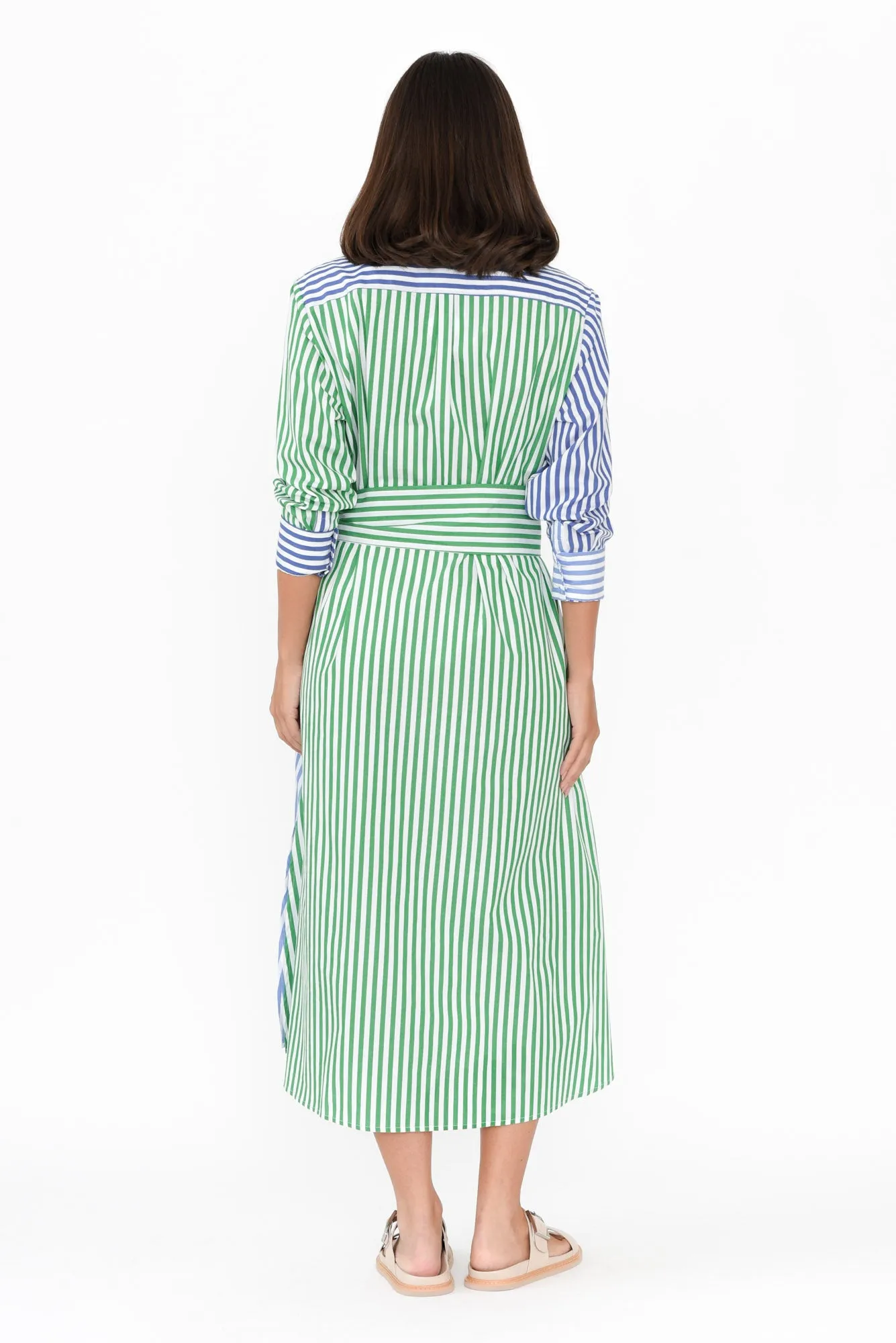 Luna Blue Stripe Cotton Shirt Dress sold by Blue Bungalow product image thumbnail 4