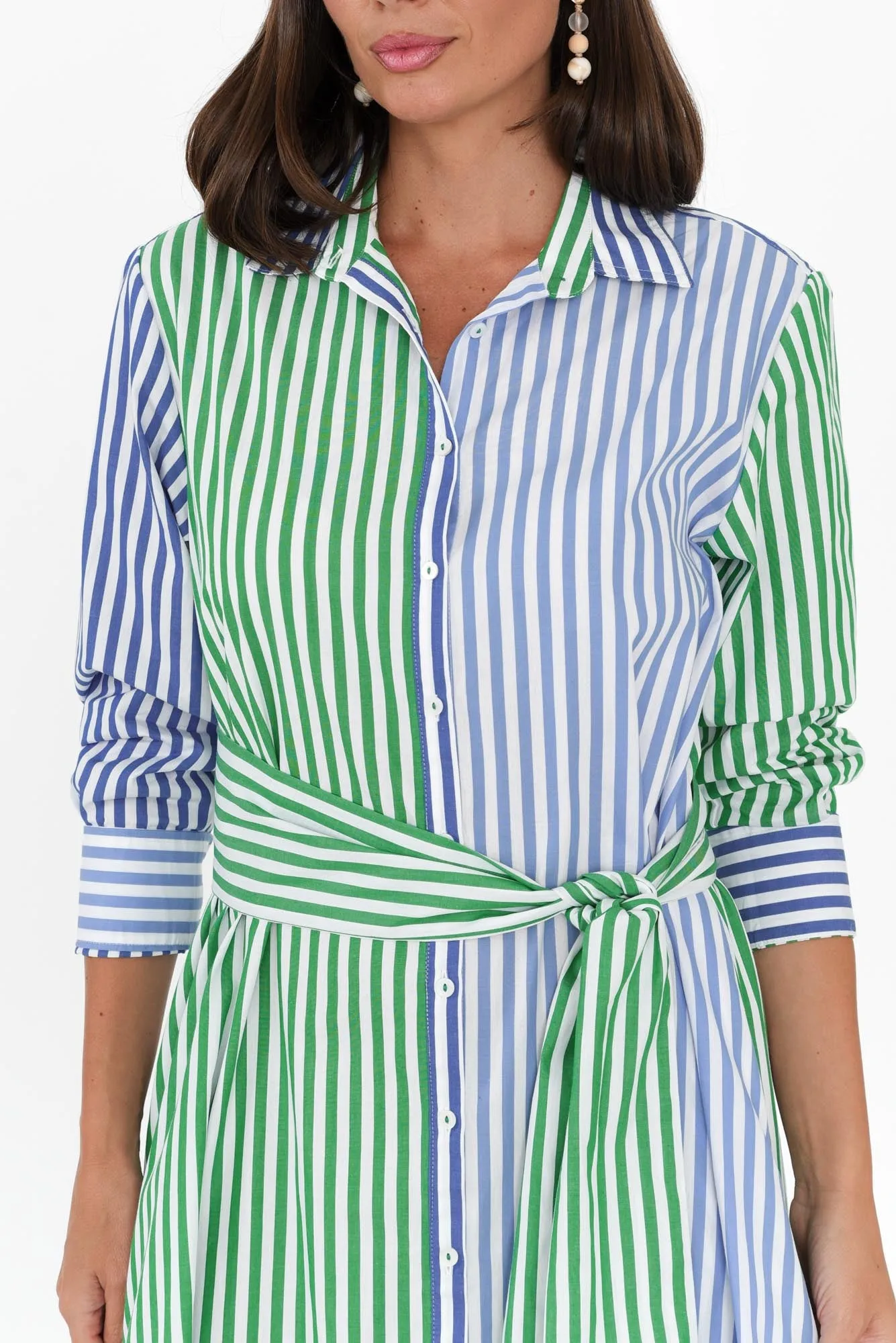 Luna Blue Stripe Cotton Shirt Dress sold by Blue Bungalow product image thumbnail 5
