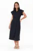 Gail Navy Cotton Belted Dress sold by Blue Bungalow